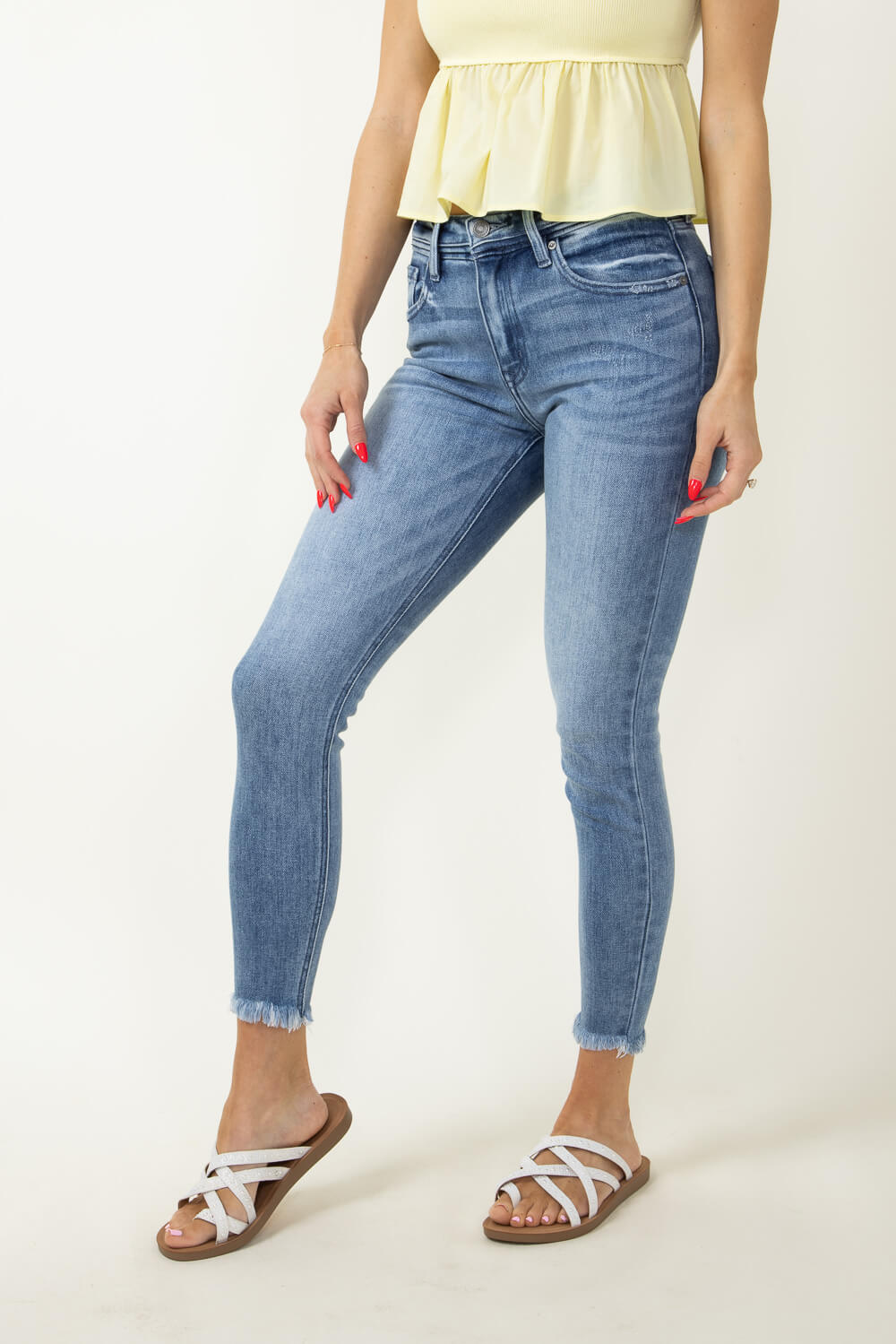 KanCan High Rise Frayed Hem Skinny Jeans for Women
