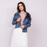 KanCan Frayed Hem Denim Jacket for Women