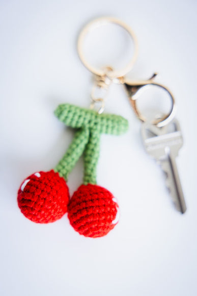 Knit Cherry Purse Charm in Gold