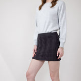 Cable Knit Sweater Mini Skirt for Women in Charcoal