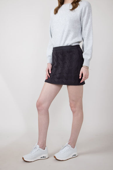 Cable Knit Sweater Mini Skirt for Women in Charcoal