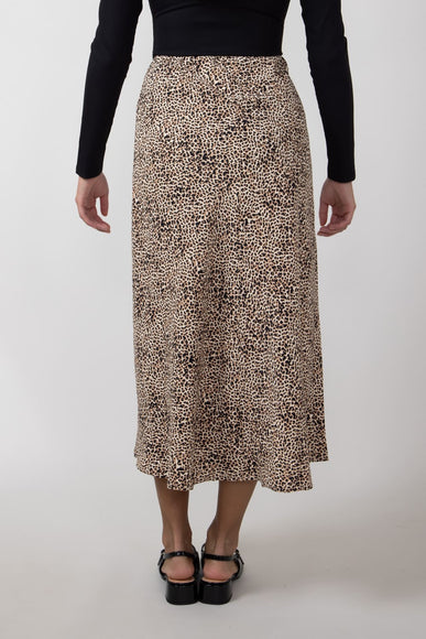 Leopard Print Midi Skirt for Women in Brown