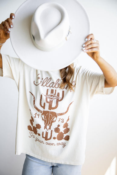 Billabong Go Your Own Way Oversized Graphic T-Shirt for Women in Antique White