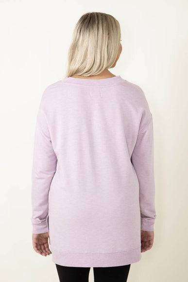 Thread & Supply V Neck Fleece Shirt for Women in Lilac