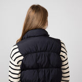 Love Tree Crinkle Puffer Vest for Women in Black