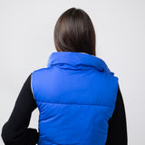 Love Tree Cropped Reversible Puffer Vest for Women in Blue/Beige