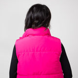 Love Tree Cropped Reversible Puffer Vest for Women in White/Fuchsia