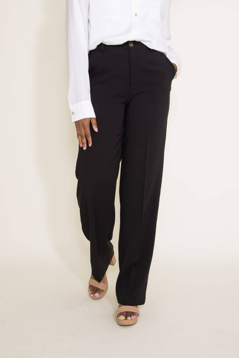 Buy Women Mid Rise Crepe Pants (S) Black at Amazon.in