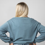 C & C California Millie Malibu Beach Terry Crewneck Pullover for Women in Goblin Blue 