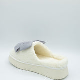 MIA Platform Bow Slippers for Women in Light Blue Grey