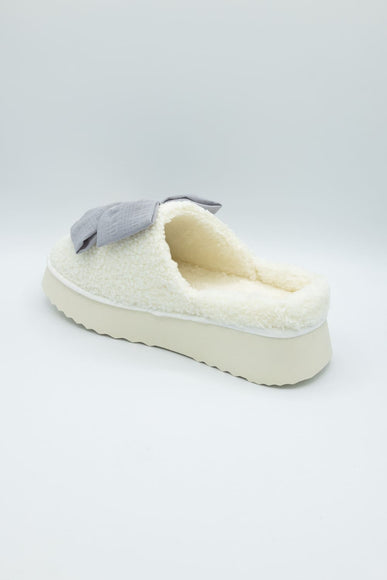 MIA Platform Bow Slippers for Women in Light Blue Grey