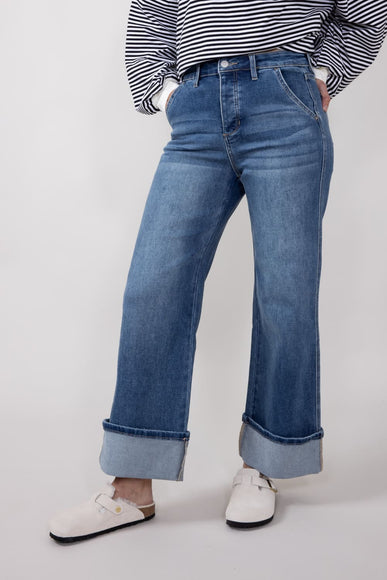 Mica High Rise Wide Cuffed Leg Jeans for Women