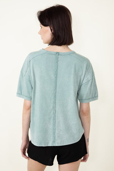 Mineral Wash Knit T-Shirt for Women in Sage