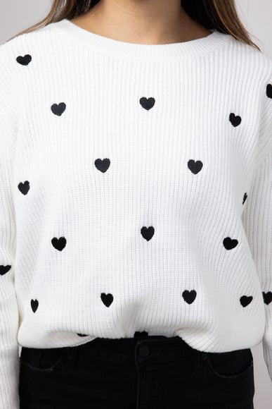 Miracle Heart Sweater for Women in Ivory Black