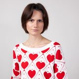 Miracle Kirigami Heart Sweater for Women in Ivory Red