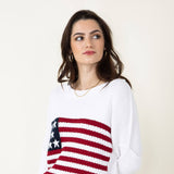 Miracle Knit American Flag Sweater for Women in White