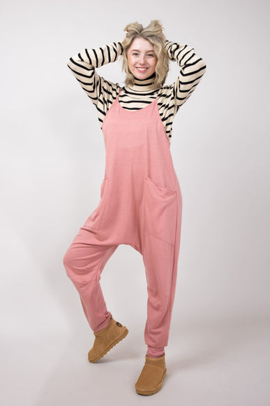 Outer Pocket Onesie for Women in Dark Blush