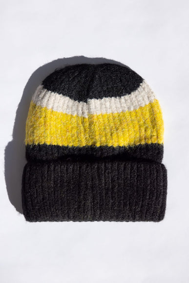 Multi Stripe Knit Beanie for Women in Black