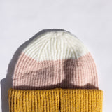 Multi Stripe Knit Beanie for Women in Ivory