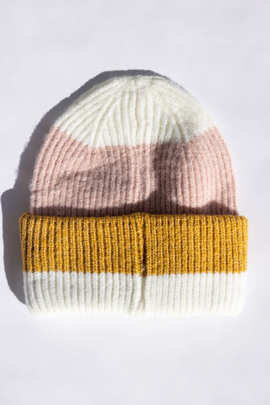 Multi Stripe Knit Beanie for Women in Ivory