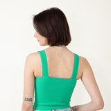 NikiBiki V Neck Ribbed Cropped Tank Top for Women in Green