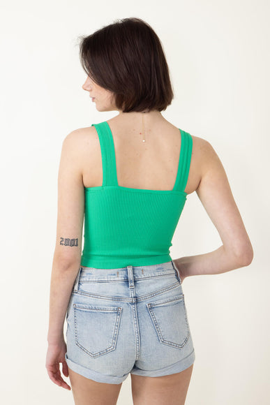 NikiBiki V Neck Ribbed Cropped Tank Top for Women in Green