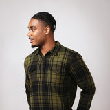 Plaid Flannel Shirt for Men in Army Green