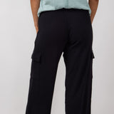 Willa Wide Leg Cargo Pants for Women in Black