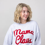 1897 Active Mama Clause Embroidered Fleece Sweatshirt for Women in Ice Grey