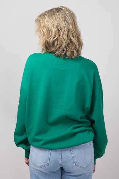 1897 Active Merry Patch Embroidered Fleece Sweatshirt for Women in Kelly Green