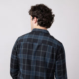 Plaid Flannel Shirt for Men in Black Blue