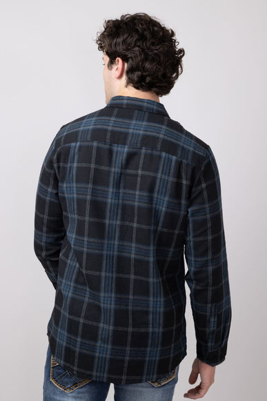 Plaid Flannel Shirt for Men in Black Blue