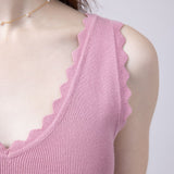 Scallop Tank Top for Women in Dusty Pink