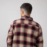 Sherpa Lined Flannel Shacket for Men in Khaki