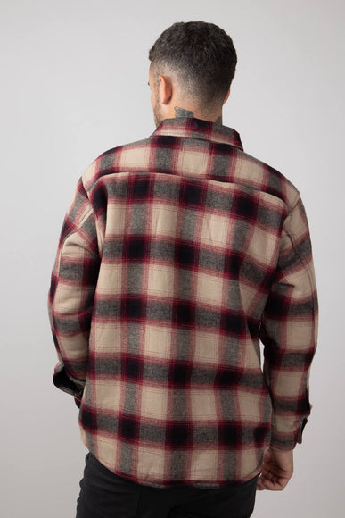 Sherpa Lined Flannel Shacket for Men in Khaki