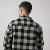 Sherpa Lined Flannel Shacket for Men in Light Olive