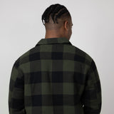 Sherpa Lined Flannel Shacket for Men in Rosin