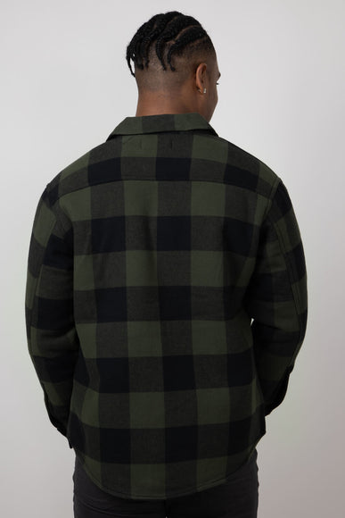 Sherpa Lined Flannel Shacket for Men in Rosin