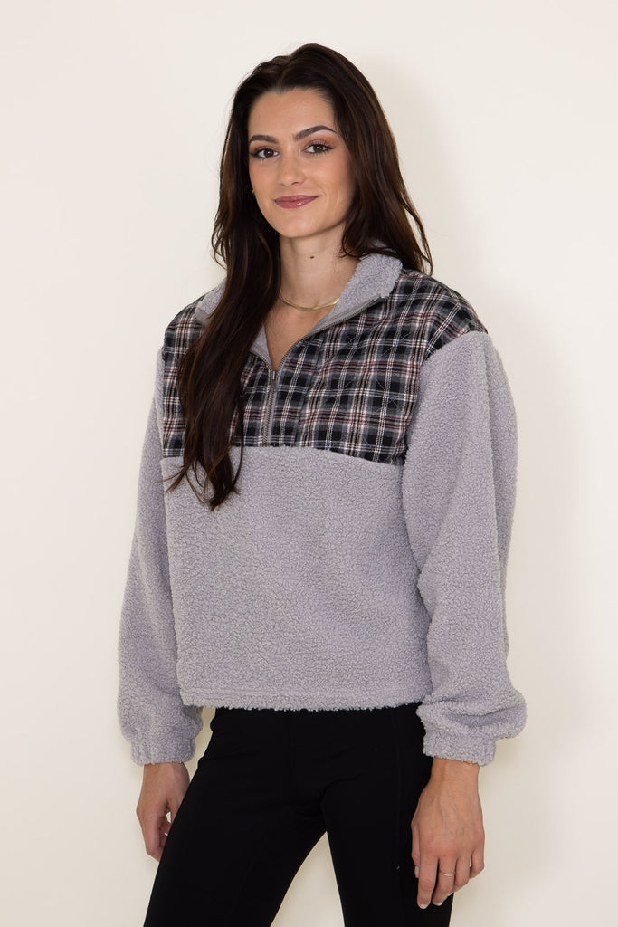 Plaid half zip on sale pullover