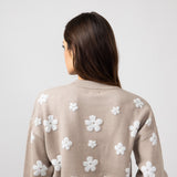 Simply Southern Cropped Flower Sweater for Women in Tan