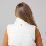 Simply Southern Faux Leather Cropped Puffer Vest for Women in Ivory