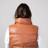 Simply Southern Faux Leather Cropped Puffer Vest for Women in Sepia