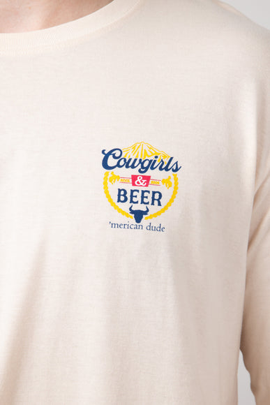 Simply Southern Long Sleeve Cowgirls & Beer T-Shirt for Men in Beige