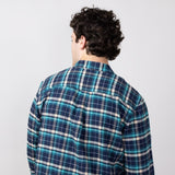 Simply Southern Plaid Button Up Shacket for Men in Teal Plaid