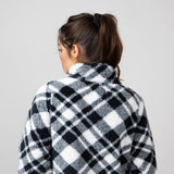 Simply Southern Quarter Zip Front Pullover for Women in White/Black Plaid