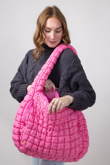 Simply Southern Quilted Puffer Hobo Bag for Women in Pink