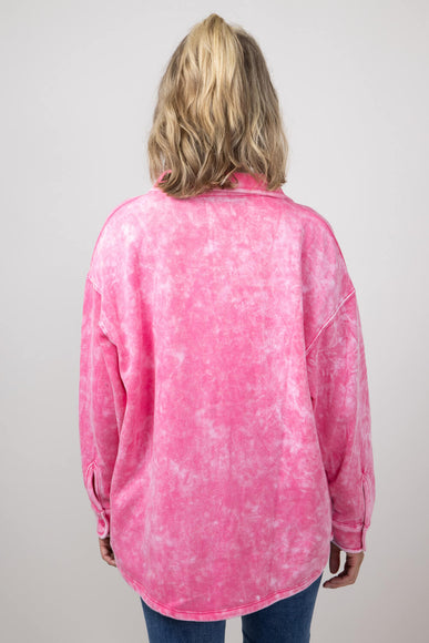 Simply Southern Solid Acid Wash Shacket for Women in Pink