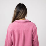 Simply Southern Solid Fleece Shacket for Women in Mauve