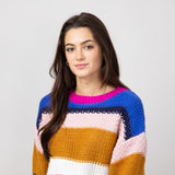 Simply Southern Striped Cropped Sweater for Women in Royal