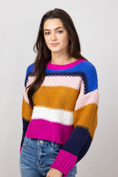 Simply Southern Striped Cropped Sweater for Women in Royal